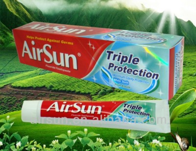 AirSun brand triple action whitening toothpaste