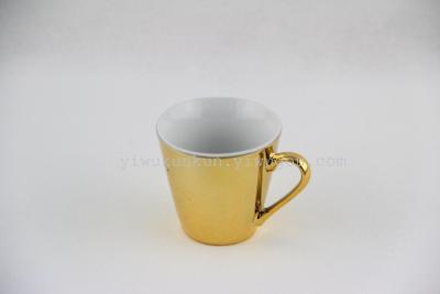 Plating six cups of saucer T002 gold box ceramic six cups of saucer coffee cup plate twelve gifts