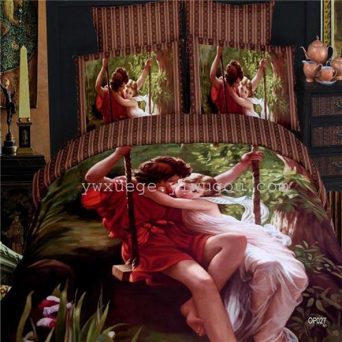 home textile cotton 3d osaka flower series active printing and dyeing bedding four-piece set factory direct swing