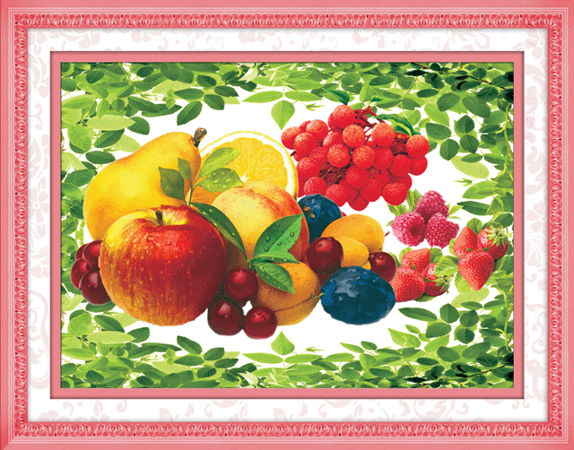 wholesale new cross stitch handmade embroidered printed crafts colorful fruit 5d0155