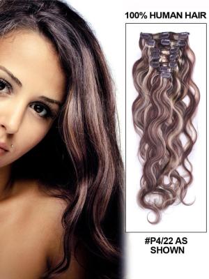 15" 7SETS 16 CLIPS IN HUMAN HAIR EXTENSION  70G 4/22 