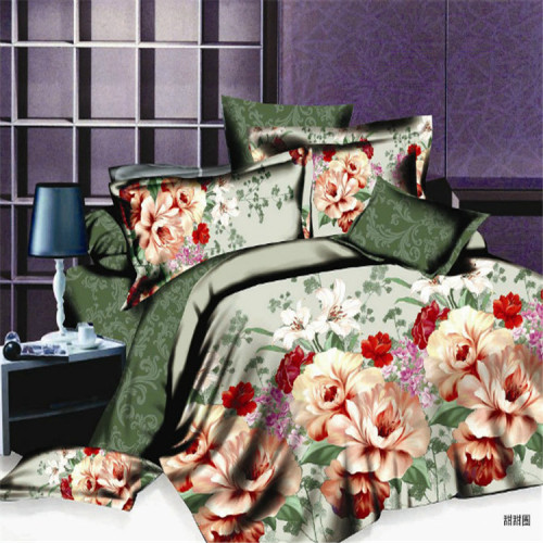 bedding factory direct sales 3d polyester cotton active printed four-piece bedding set factory direct sales sweet circle