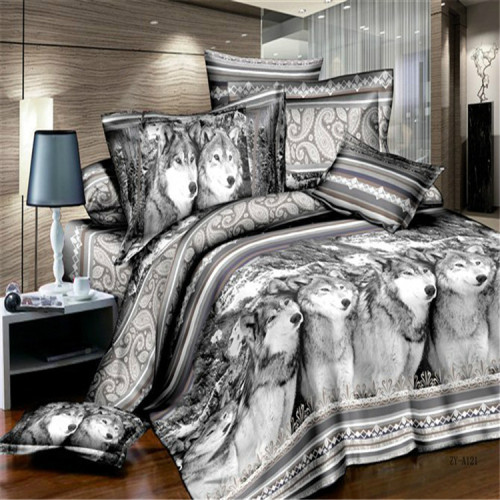 foreign trade 3d oil painting bedding polyester cotton active bedding four-piece set wholesale twilight breaking waves