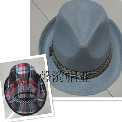 Korean Style Gentleman Striped Fedora Hat Billycock Cotton Blend Top Hat Adult White Match Bucket Hat Wholesale