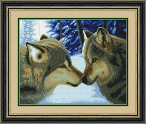 Genuine factory direct explosion models precision printing animal wolf kiss (5D cross stitch 0223