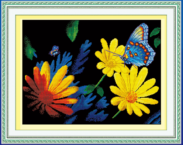 brand new diy material package cross stitch living room dream butterfly 5d0221