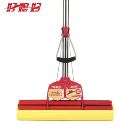 Good daughter - in - law mop 38 cm large stainless steel rod double roller squeeze water rubber cotton mop absorbent sponge mop rod