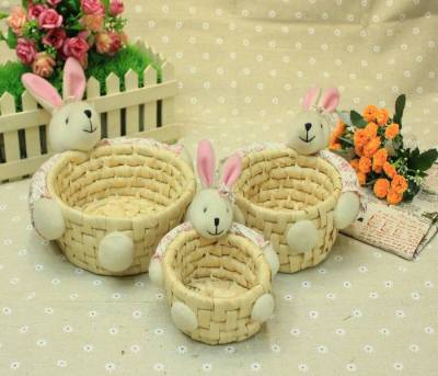 Cute Easter Bunny bear hug Candy corn husks and straw storage baskets baskets baskets