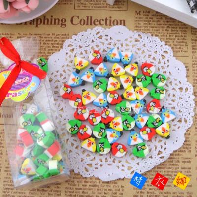 PVC box bird extruded rubber erasers mini erasers color children's Stationery Gift factory direct
