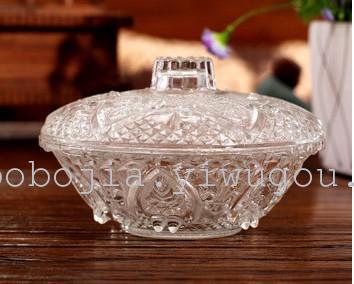 Carved glass bowl dessert bowl salad bowl glass plate fruit bowl soup bowl home fruit bowl