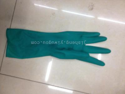Disposable 12 inch latex gloves green left and right hand A.