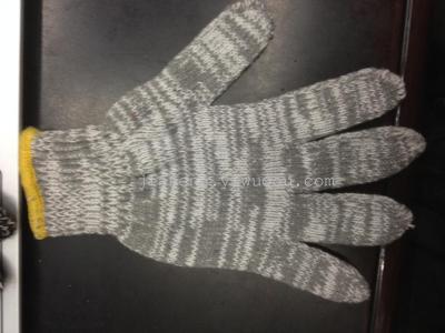 A black and white cotton gloves of two white yarns.