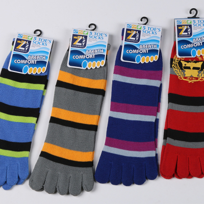 Japanese and Korean Candy Color Striped Toe Socks Toe Socks Color Matching Toe Socks Anti-Beriberi Socks