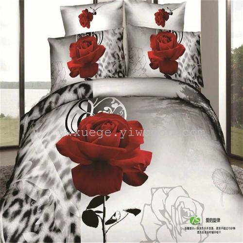 cotton four-piece cotton 3d active three-dimensional printing love melody bedding wholesale export to europe and america