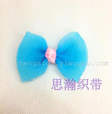 New blue seersucker bow hair accessoriesFlower Gift packaging