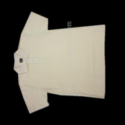 Beige white striped collar 200g boutique t-shirt 65% cotton 35% polyester