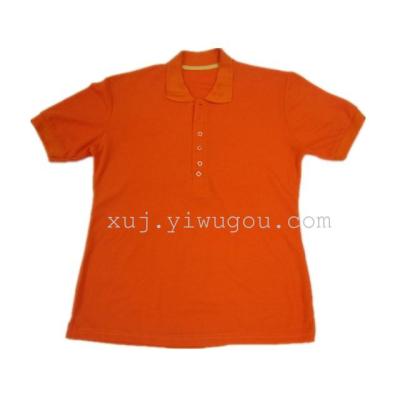Lady Lady's waist short sleeve t-shirt orange buttons polyester/cotton 180g