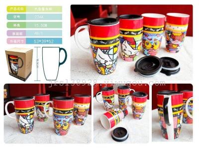 Manufacturers selling multi boutique high-capacity ceramic cup air holes, the plastic cover Coffee milk breakfast cup