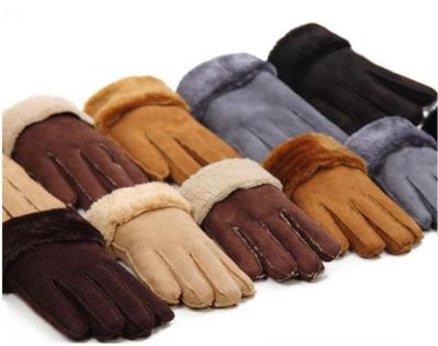Men's and women's imitation fur body suede artificial wool back warm gloves manufacturers direct to sample custom