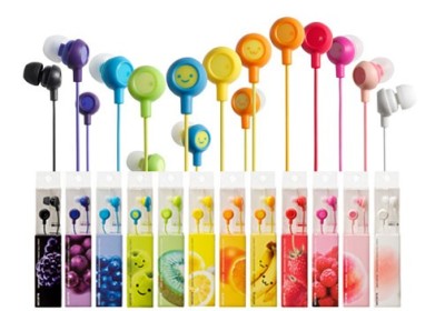 Js-8814 smiling face earphones fruit and cell phones