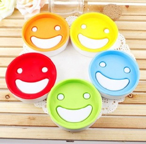 Creative home double-deck drain designed cartoon round smiley face soap box SOAP dish bathroom QQ