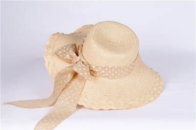 New Korean bow Hat Beach Hat Sun Hat children's summer holidays solid color bow Hat