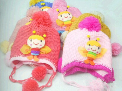 Hat qiu dong han edition children cartoon cute little baby bees knitted cap cap baby hat