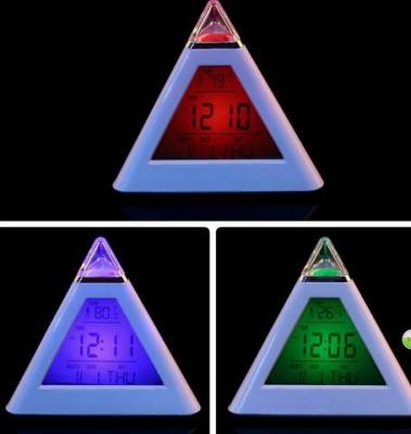 Js - 4414-7 color millennium calendar 7 color triangular clock