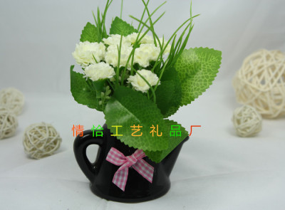 Small Kettle 6 small cloves small bonsai decoration living room desk placed flower artificial flower