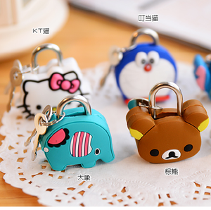 Creative fashion super cute silicone Cartoon Doll mini metal padlock lock QQ