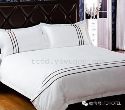 Bedspread and pillowcase 60 pieces satin plain inlaid satin stripe five-star hotel