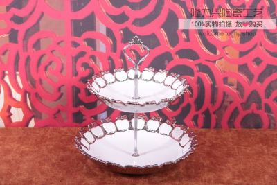 Gao Bo Decorated Home Double-Layer Ceramic Fruit Plate Dried Fruit Tray Candy Plate Home Soft Decoration Ornaments