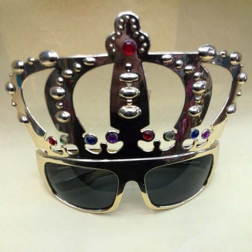 al1271d factory direct dance party fun glasses electroplated crown with fake diamond glasses