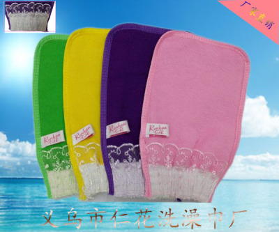 Take a shower towel factory direct kernel flower lace towel, bath gloves