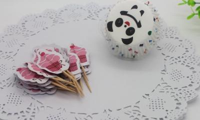 Panda design disposable high temperature resistant cake paper holder cake cup mold set muffin paper holder + toothpick