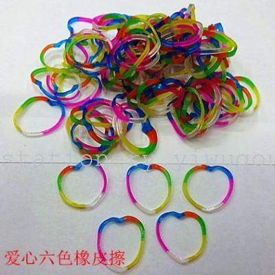 Love shape 6 color rubber bands green factory outlets can be customized