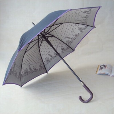 silver edge printing straight rain  umbrella  XB-020
