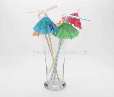 Craft straw umbrella fruit straw color strip fluorescent party disposable special straw