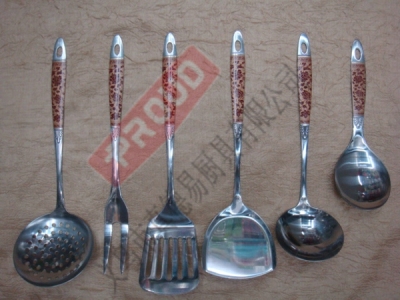 Red handle stainless steel utensils, stainless steel shovel scoops, shovels, spoons, ladle