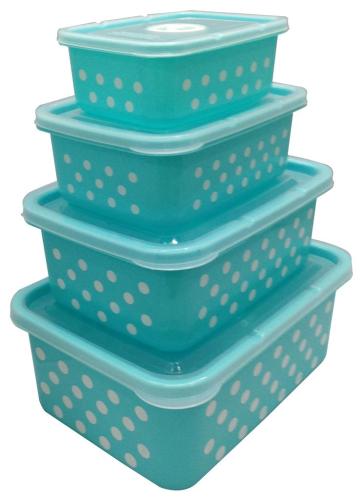 plastic crisper crisper four-piece polka dot lunch box factory direct sales 94-1012 square meters