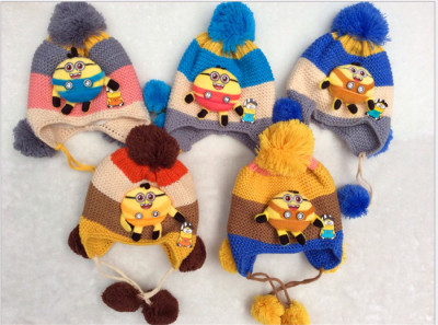 Autumn/winter 2014 new Korean children Hat baby cartoon yellow people knit baby Hat helmet
