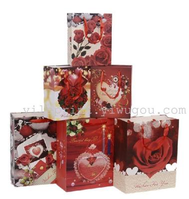 Fashion wedding roses paper gift bags holiday gift bag rope bag business gift bags wholesale