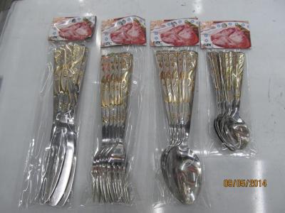 Gold-plated pattern fork and spoon set