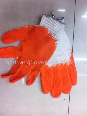 Labor insurance gloves, orange pure cotton gloves, imported pure rubber gloves