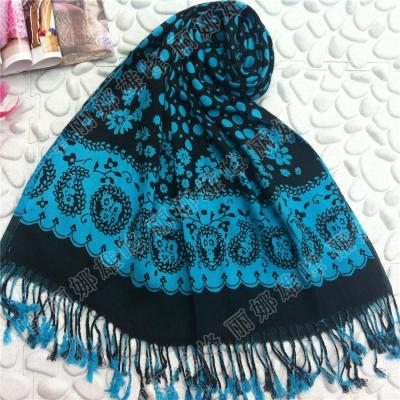 The trend of foreign trade cotton twill Classic Blue Lady Scarf Shawl