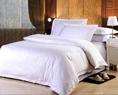Hotel supplies high - grade Hotel bedding 60 pieces sateen jacquard (water ripple) a single set of four