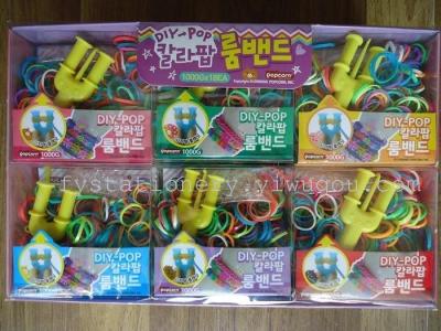 DIY puzzle rainbow colored rubber band 2 bag bracelet Korea toy wholesale factory direct catapult