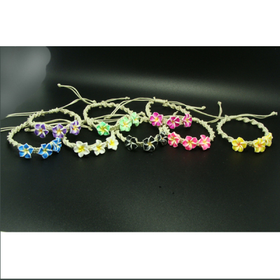 Fimo flowers hand-woven Bangle bracelets