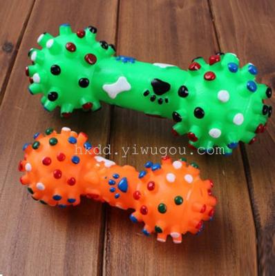 Pet sound production in vocal toys dog toys dog toys seven color thorn dumbbell rubber toys