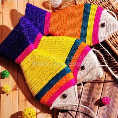Color fish shaped cat scratching sisal Cat Scratch plate mill claw toy cat toy pet toys
